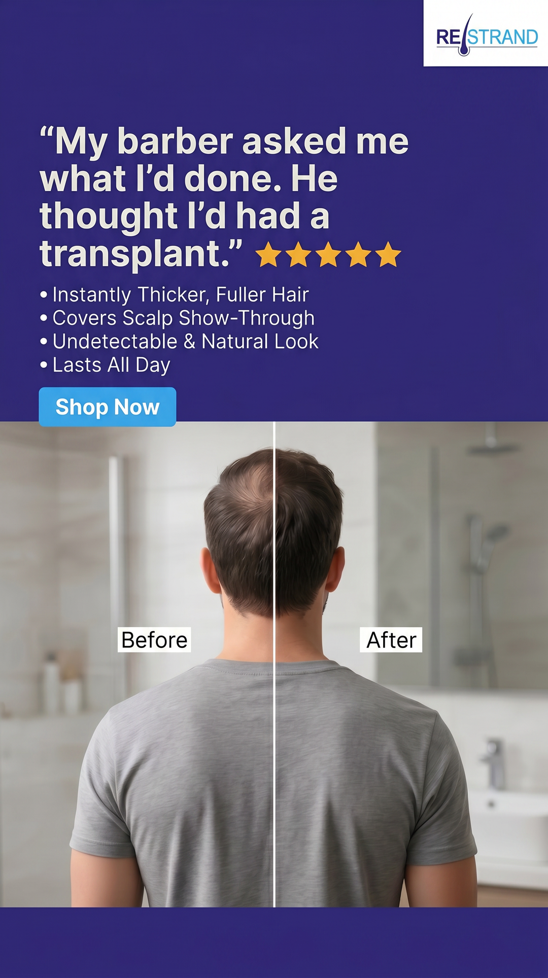 Instant Hair Thickening Spray Facebook ad from Jun 1, 2026