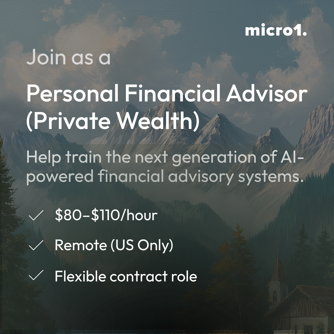 micro1 Facebook ad: Personal Financial Advisor (Private Wealth) | Apply on Job