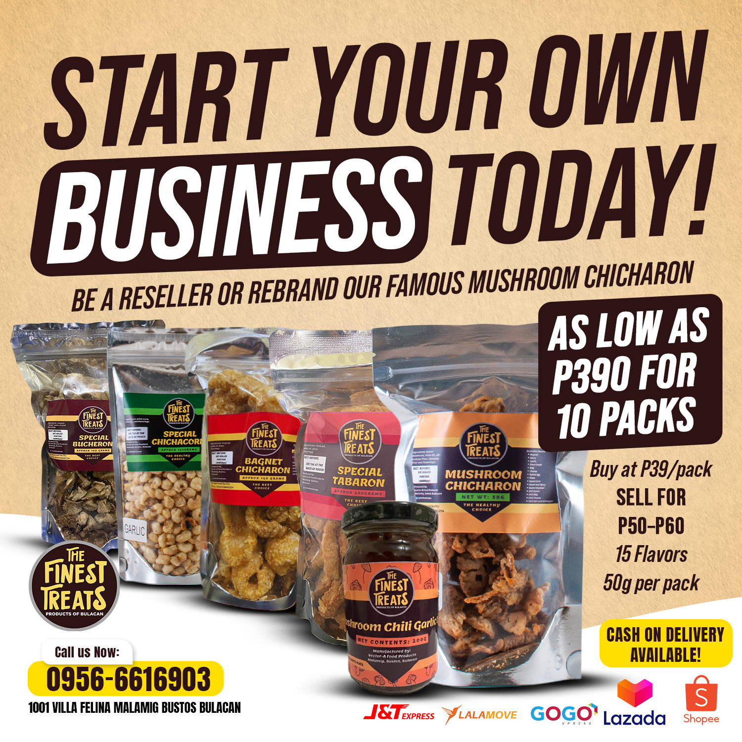 The Finest Treats Mushroom Chicharon and Tabaron by Vector-A Food Products Facebook ad
