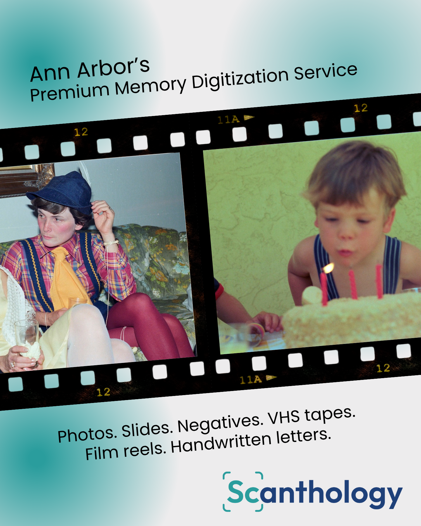 Scanthology.com Facebook ad: Ann Arbor’s Premium Memory Digitization Service