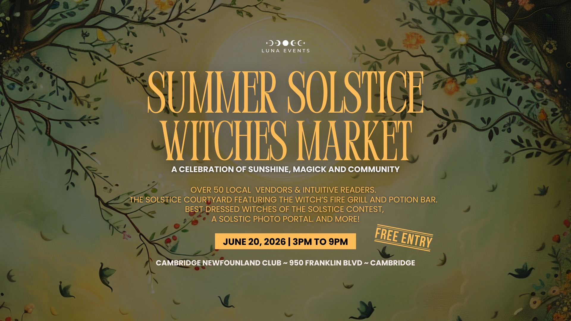 Luna Events Canada Facebook ad: SUMMER SOLSTICE WITCHES MARKET