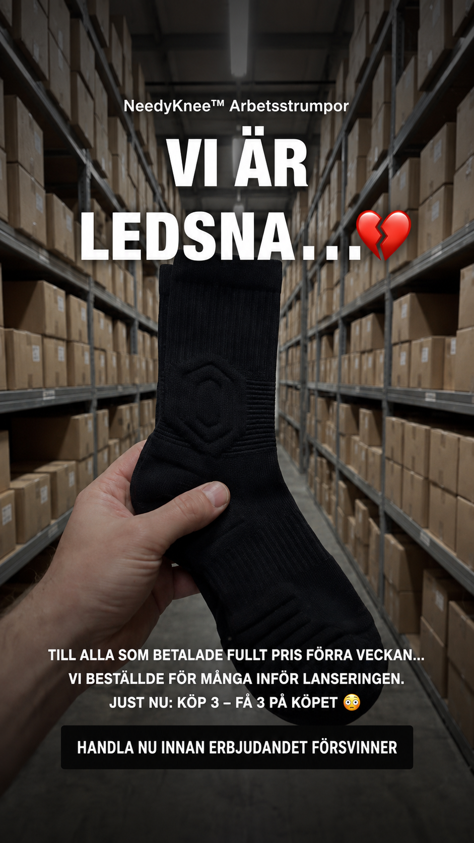 Needyknee Facebook ad: Gör betonggolv till heltäckningsmatta.