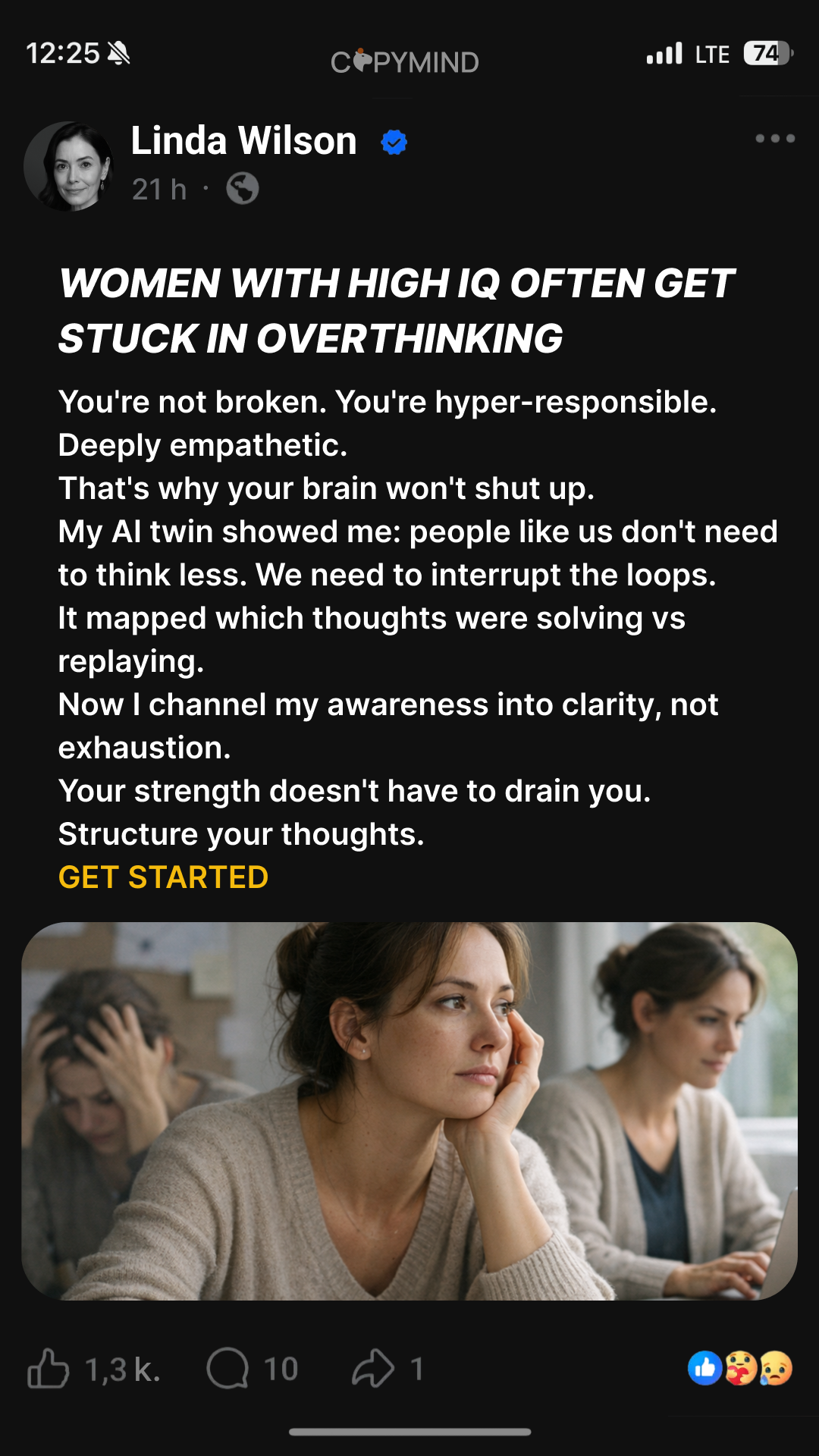 Copymind: AI twin for therapy Facebook ad
