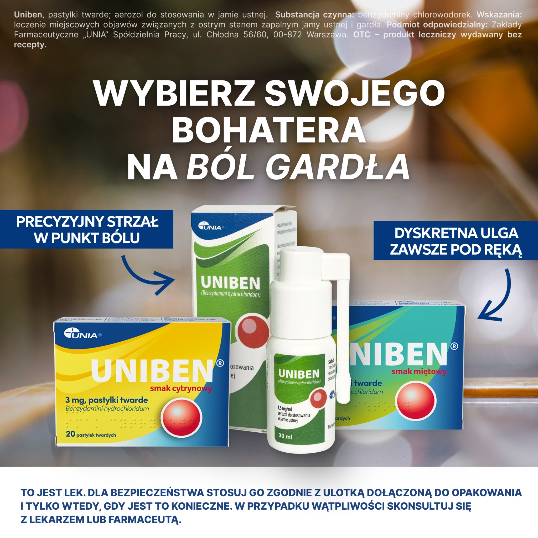 Uniben Facebook ad: Czujesz, że gardło zaczyna Cię boleć Sięgnij po…