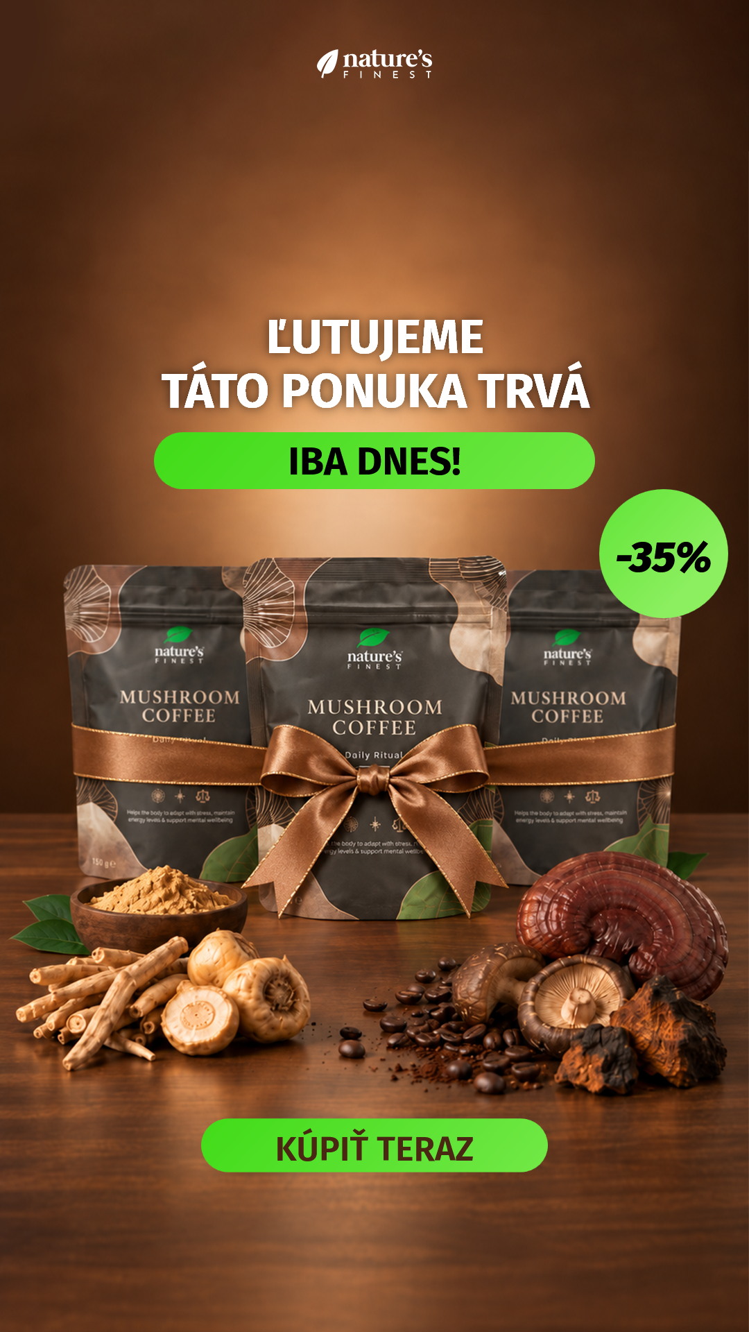 Nature's Finest Slovensko Facebook ad: 3 produkty = zásoba na 90 dní