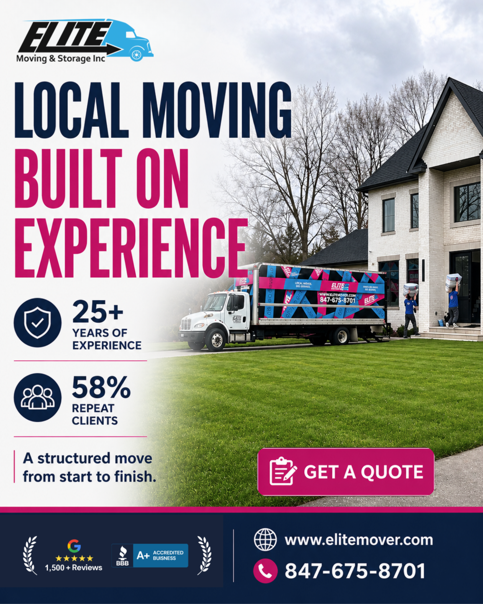 Elite Moving & Storage - A Chicago Moving Company Facebook ad: Local Moving Done Right