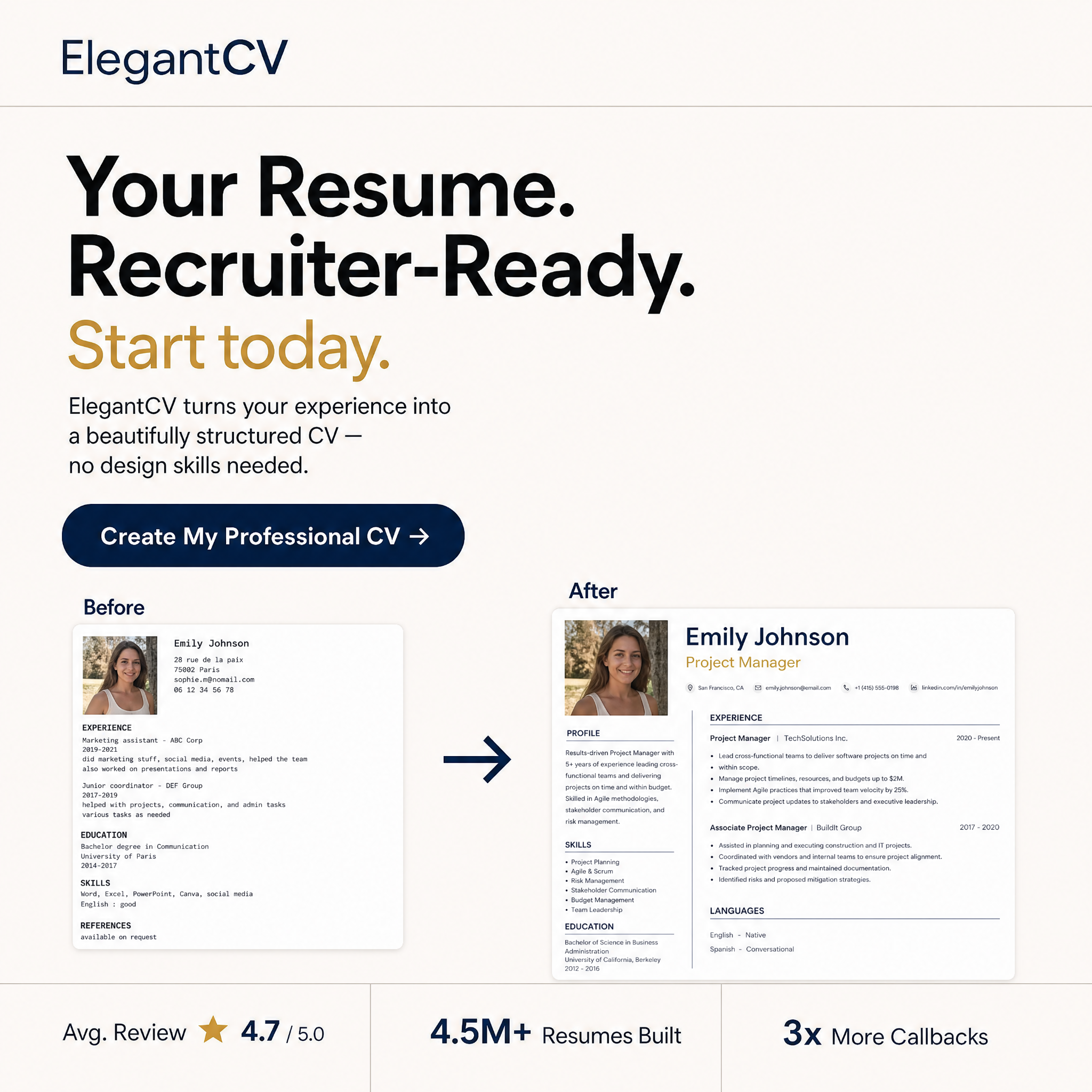 Elegant CV Facebook ad