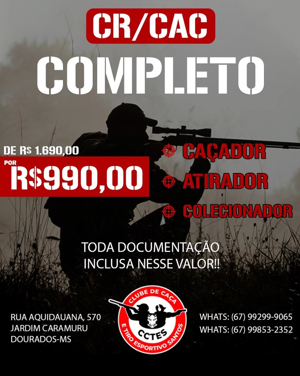 Clube de Caça e Tiro Esportivo Santos Facebook ad: Você está pronto para se tornar um caçador…