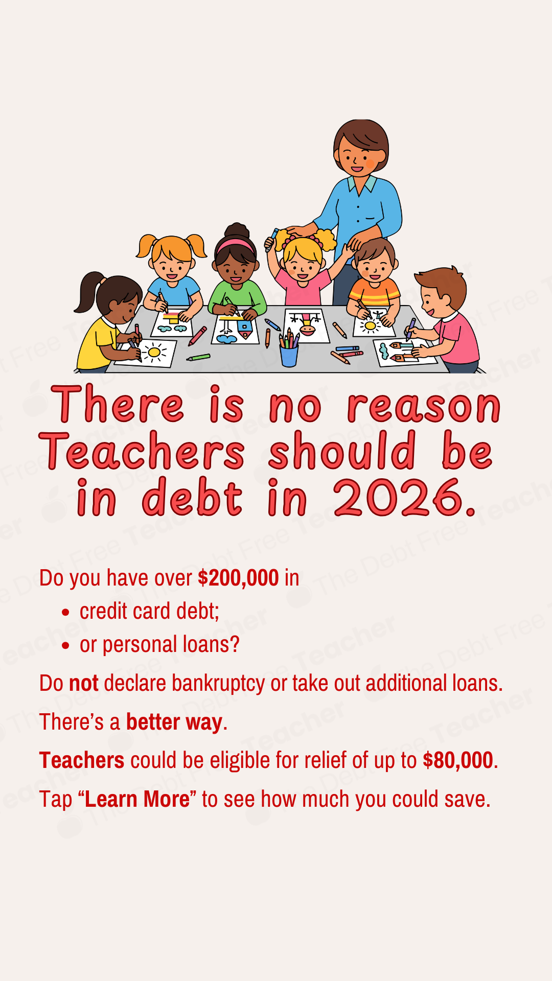 The Debt Free Teacher Facebook ad