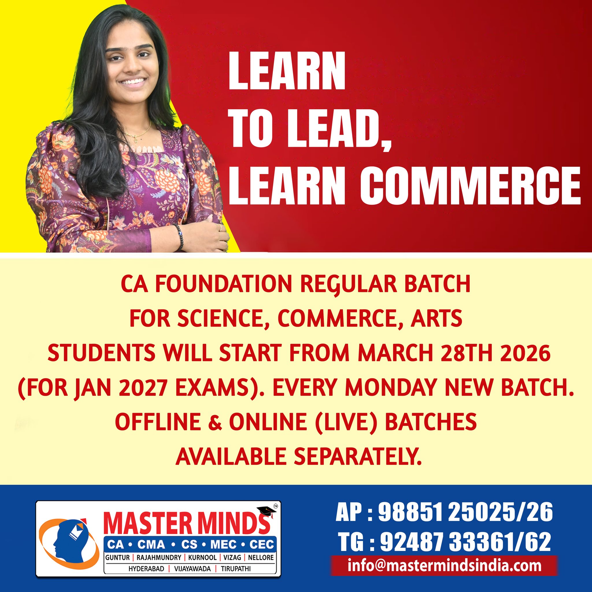 MASTERMINDS For CA Facebook ad: CA FOUNDATION REGULAR COACHING CLASSES DETAILS.