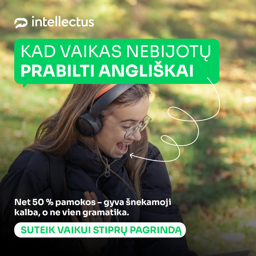 Anglų kalbos mokykla Intellectus Facebook ad: Net 50 % pamokos, kalbėjimas