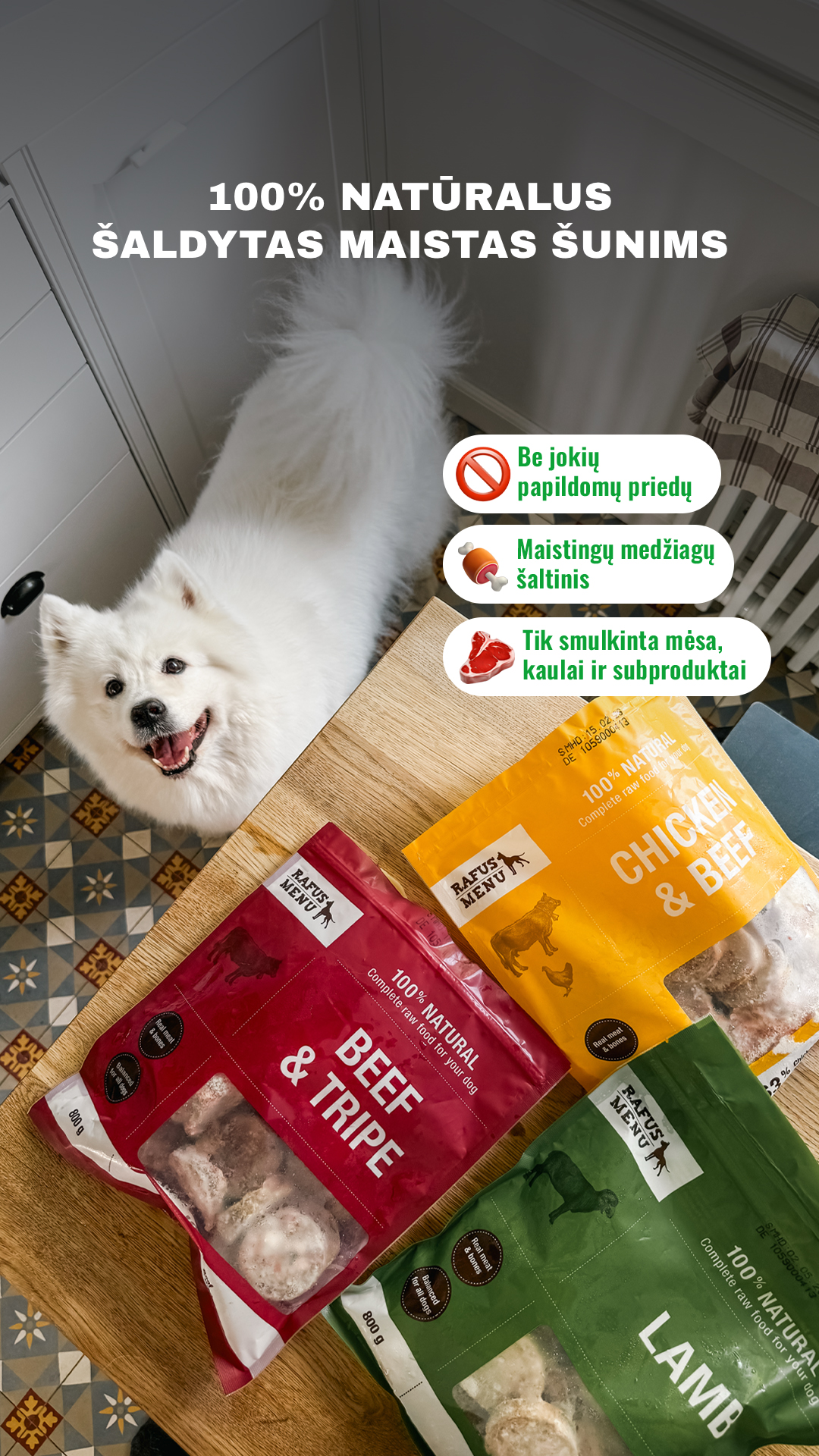 RAFUS MENU Natūralus subalansuotas žalios mėsos maistas šunims Facebook ad