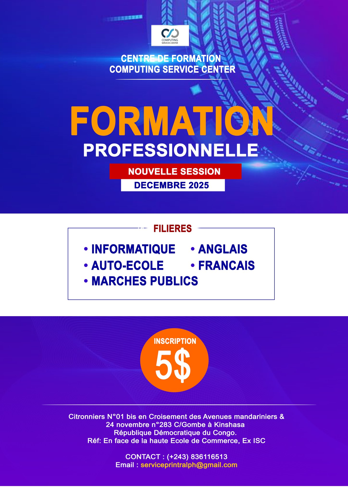 Etablissement Rarlph Service Facebook ad: Nouvelle Session de Formation, 05 Janvier 2026