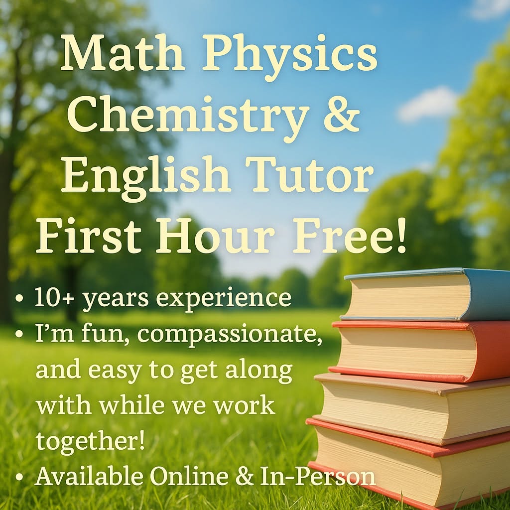 Alastair Walker Tutoring Facebook ad: Math Physics Chemistry English Tutor