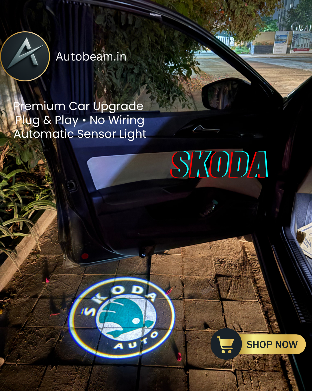 Autobeam.in Facebook ad: Imagine opening your car door at night and…