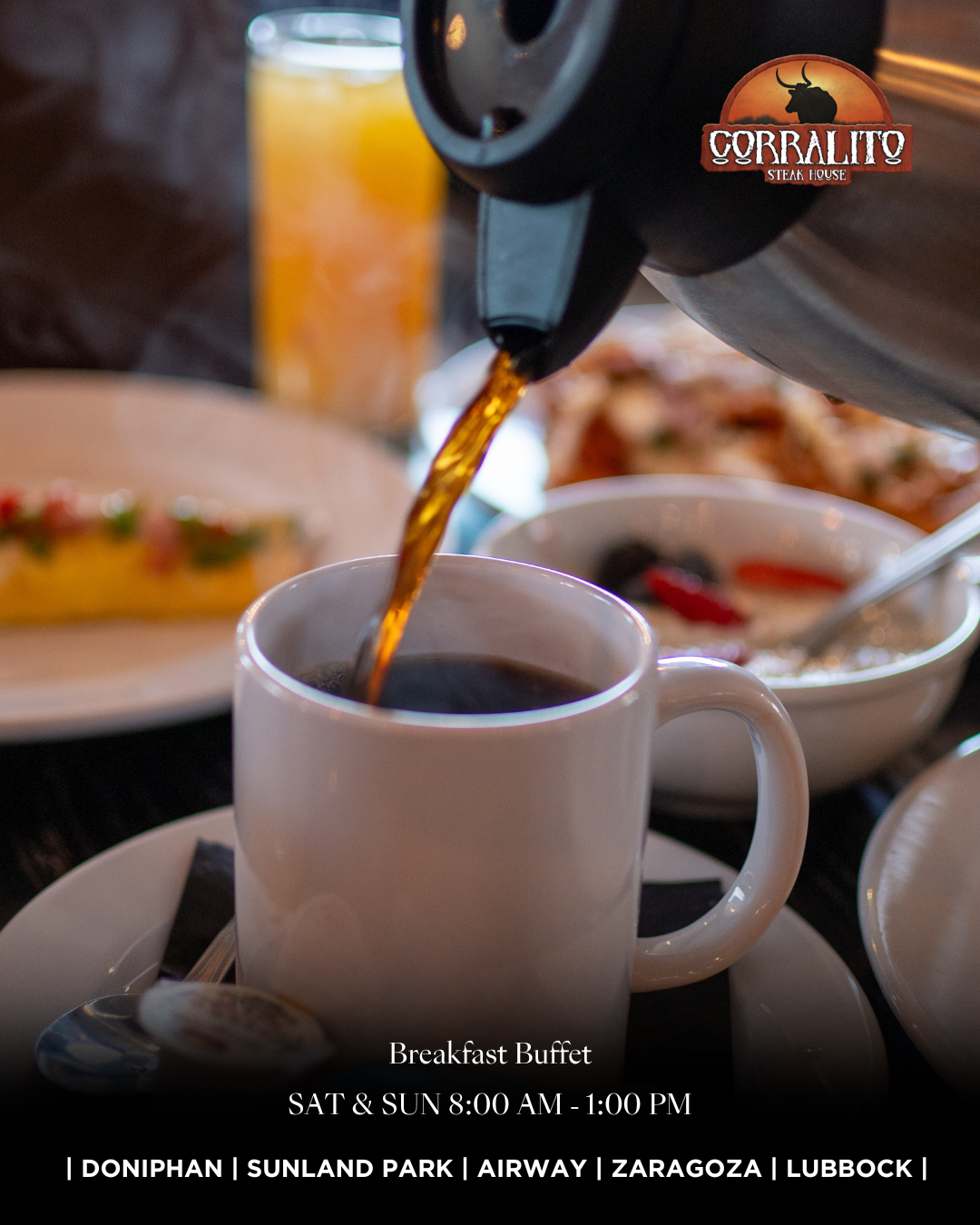 Corralito Steak House-Airway Facebook ad: Rise & Shine, El Paso!