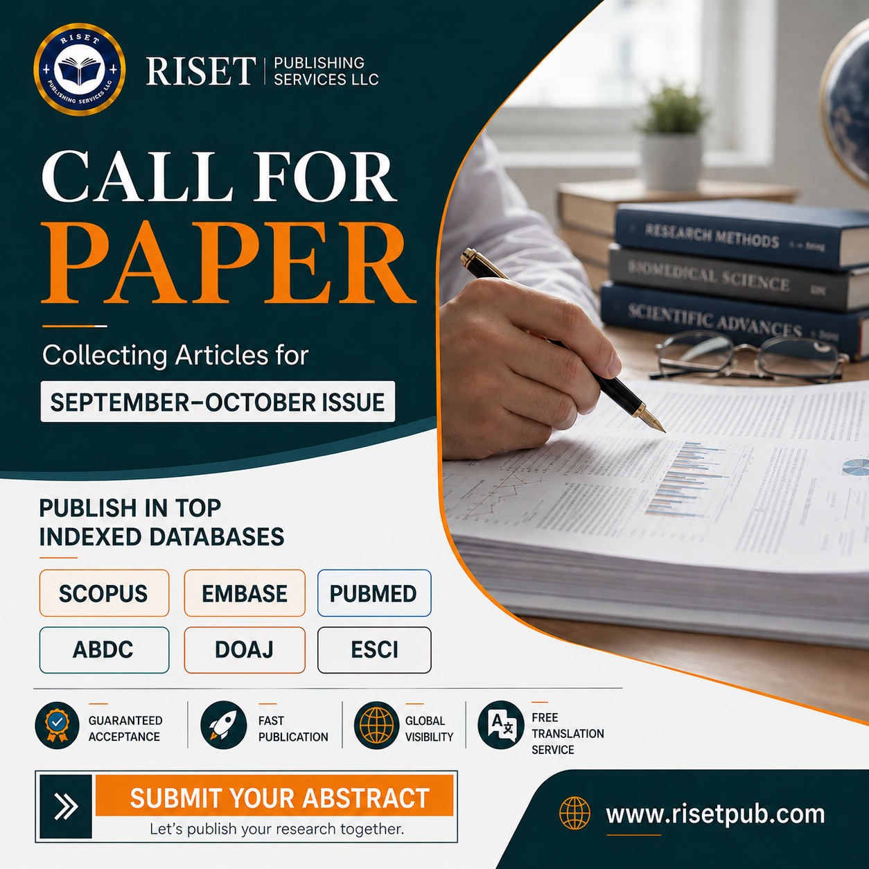 Riset Publishing Services LLC Facebook ad: Call for Papers | September-October Issue