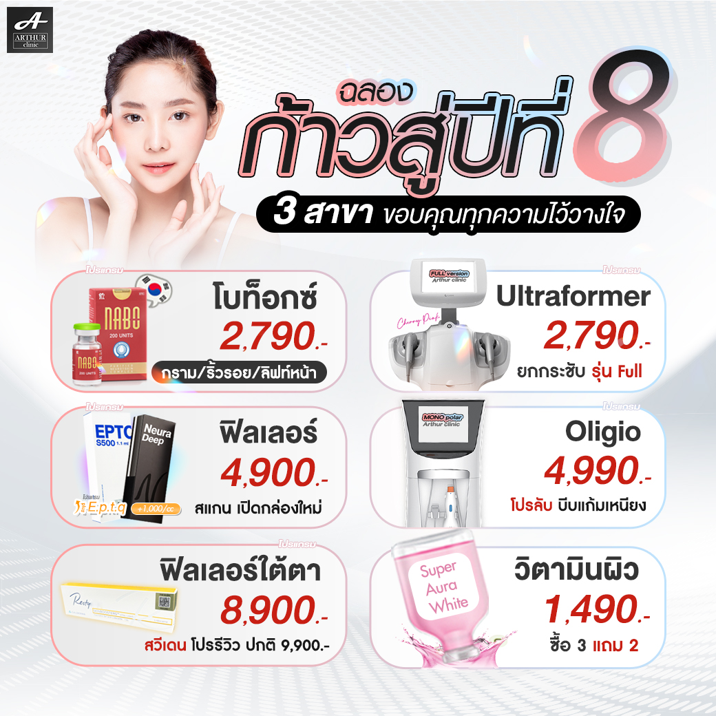 Arthur Clinic อาเธอร์คลินิก ปรับรูปหน้า โบท็อกซ์ ฟิลเลอร์ ร้อยไหม ผิวขาวใส Facebook ad