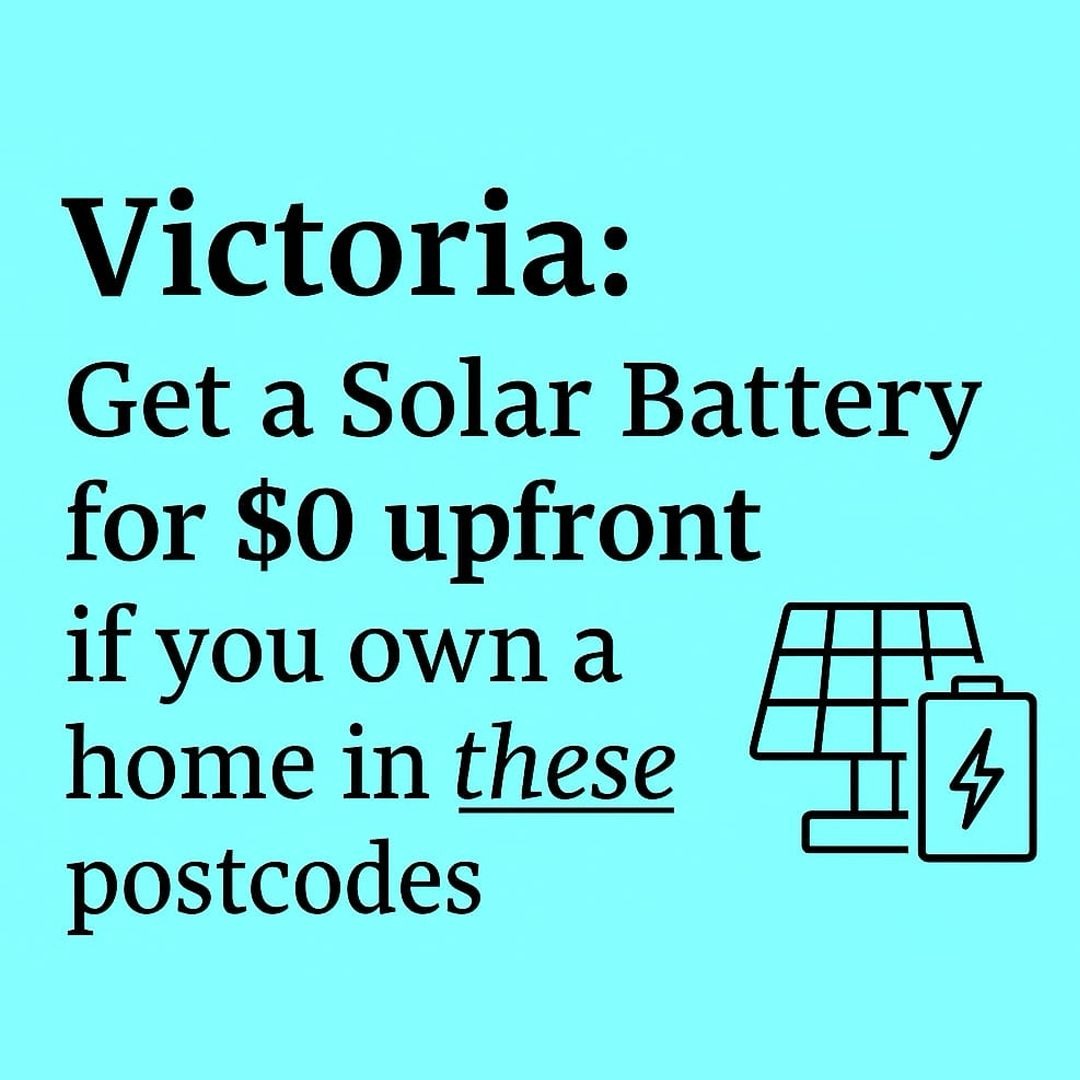 Solar Incentive Australia Facebook ad: Victoria: Get a Solar Battery for $0 Upfront