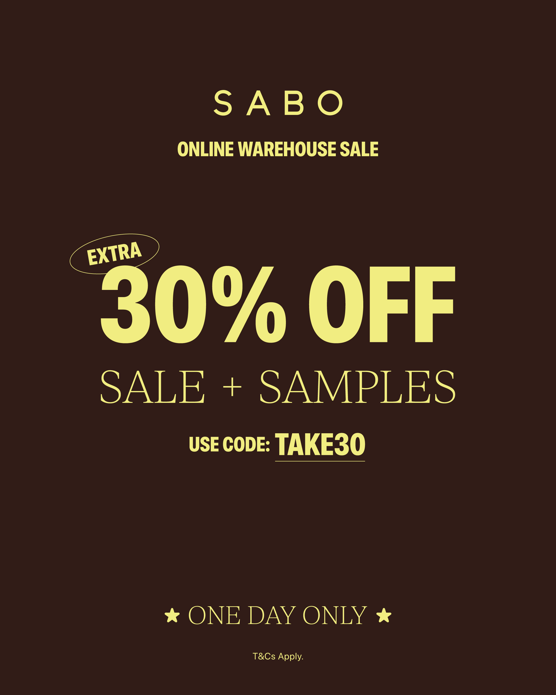 SABO Facebook ad: Online Warehouse Sale