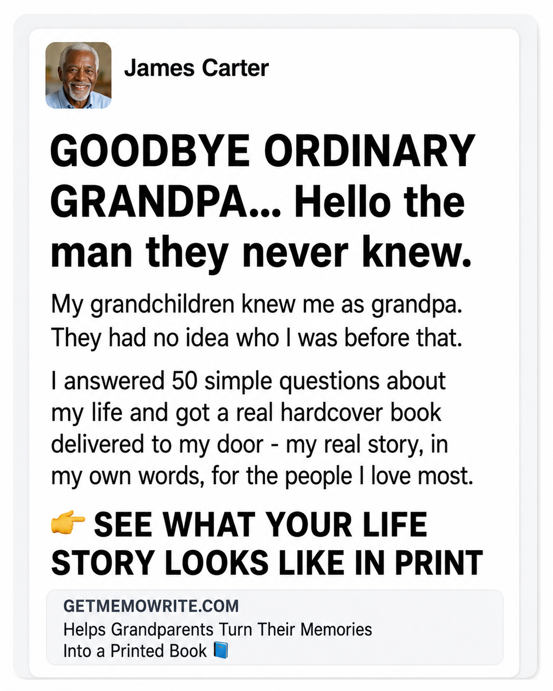 Memowrite Facebook ad
