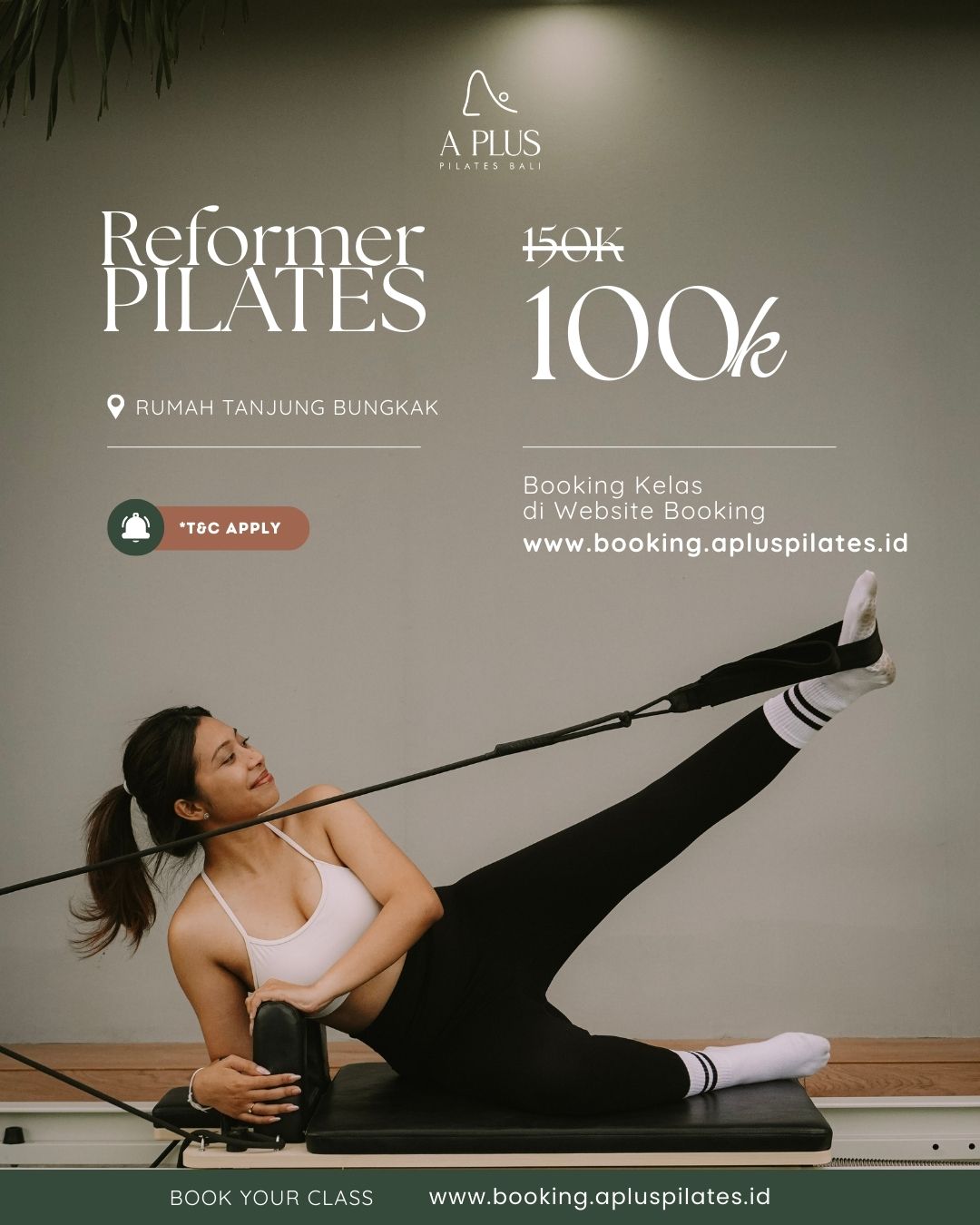 Aplus Pilates Bali Facebook ad: Reformer Pilates hanya 100K (dari 150K) di A…