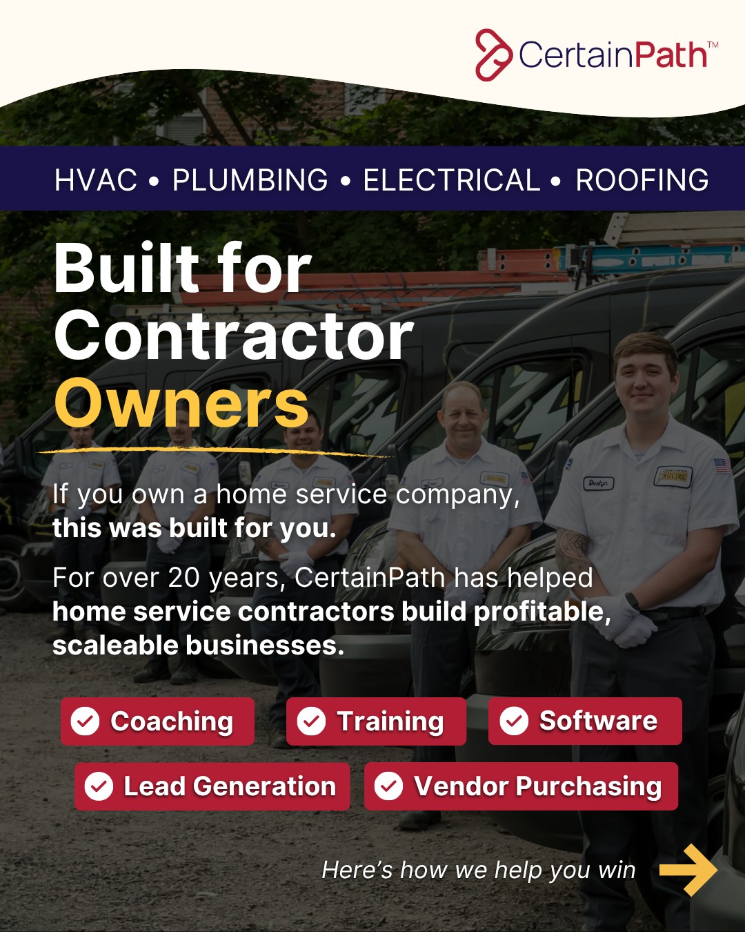 CertainPath Facebook ad: This is for the contractor owner who knows…