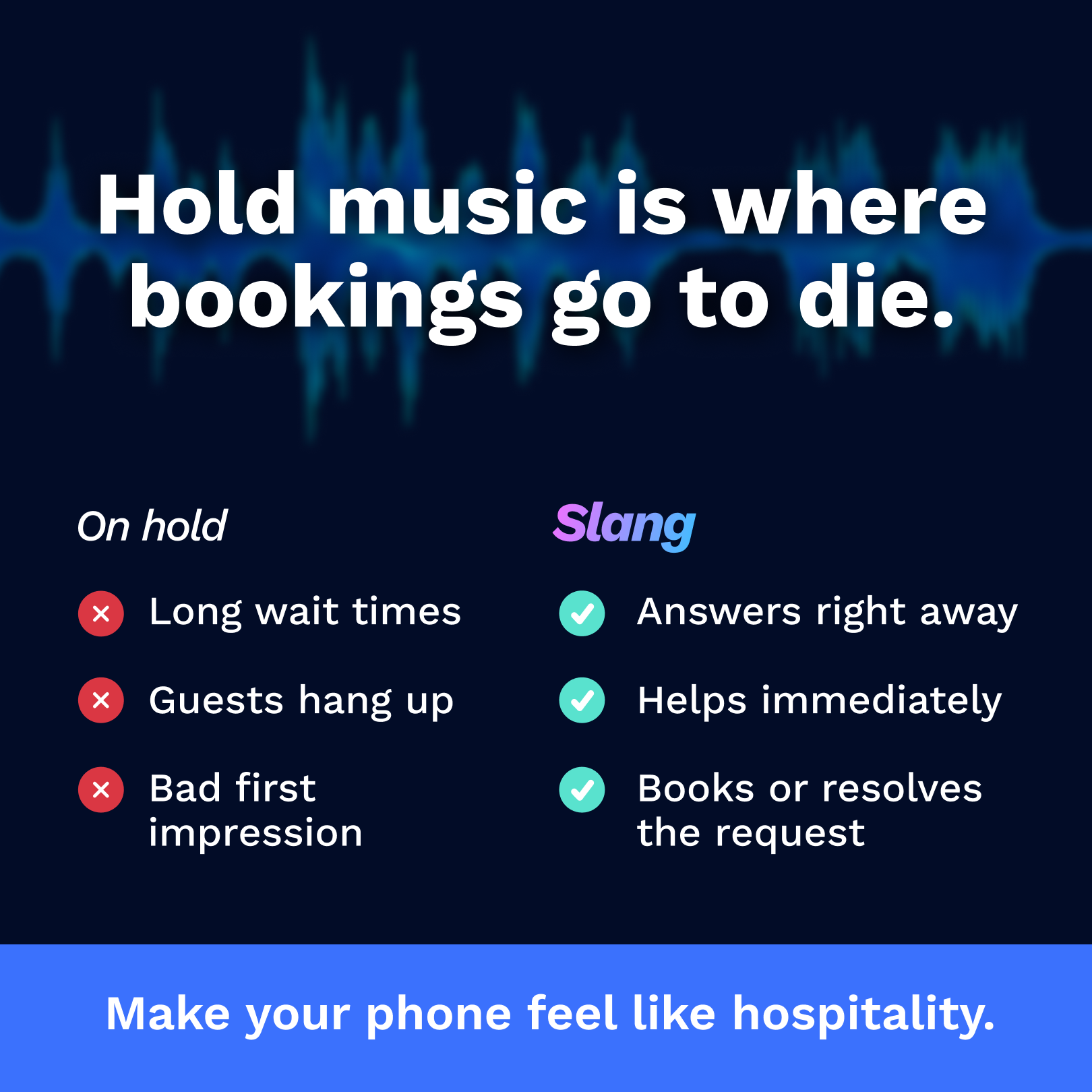 Slang AI Facebook ad: 24/7 Phone Answering for OpenTable Restaurants