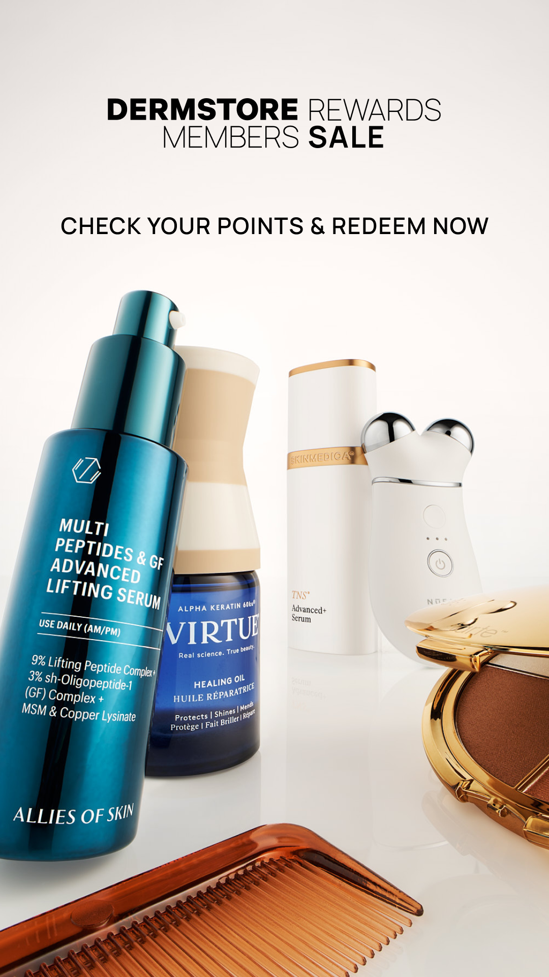 Dermstore Facebook ad: Shop. Earn. Save. Repeat.