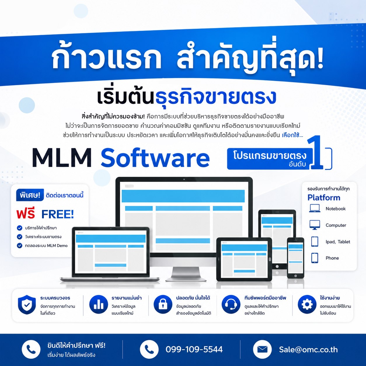 MLM SOFTWARE Facebook ad: ก้าวแรกของธุรกิจขายตรง เริ่มต้นจาก ระบบที่ดี