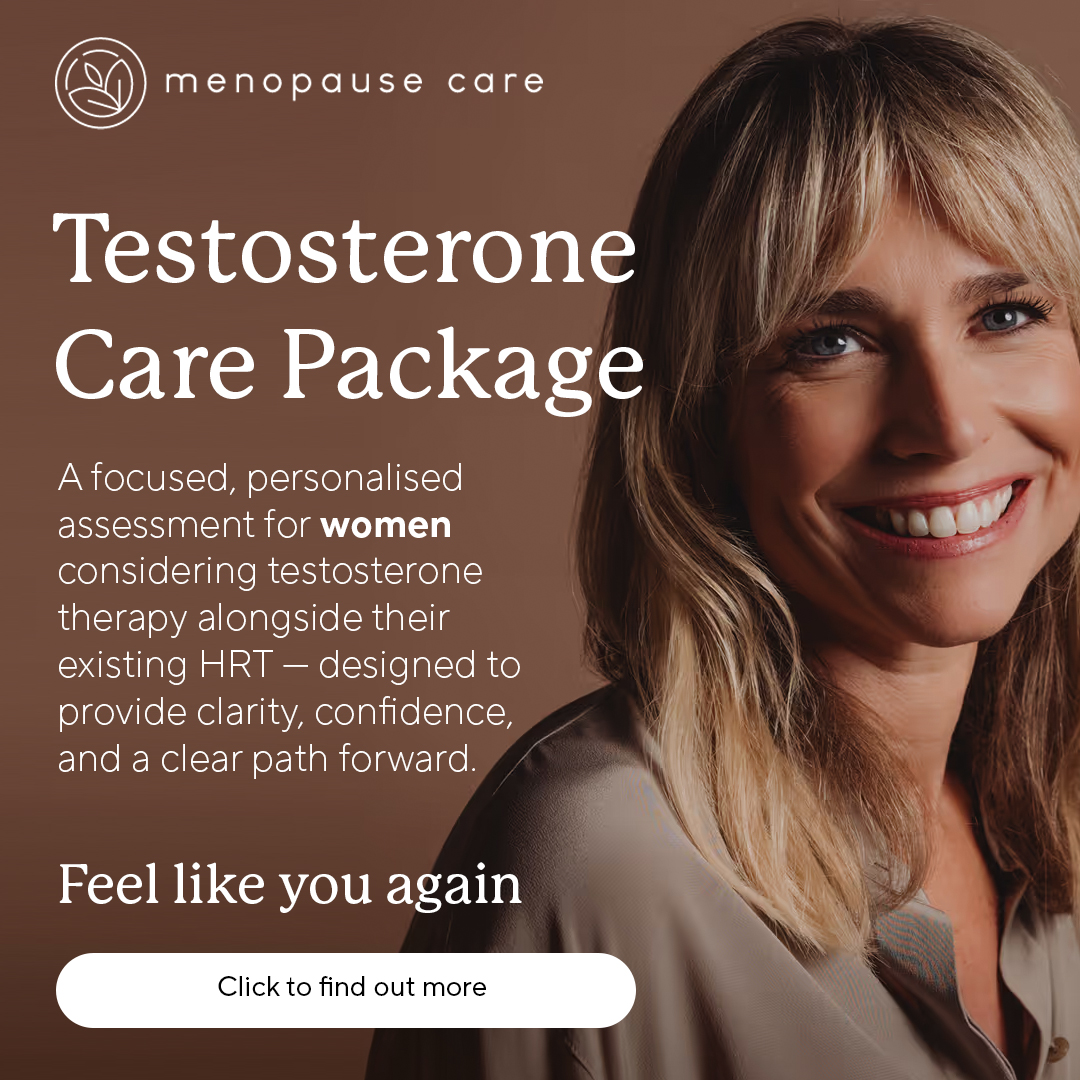 Menopause Care Ltd - Dr Naomi Potter & Associates Facebook ad: Testosterone Evaluation for Women on HRT