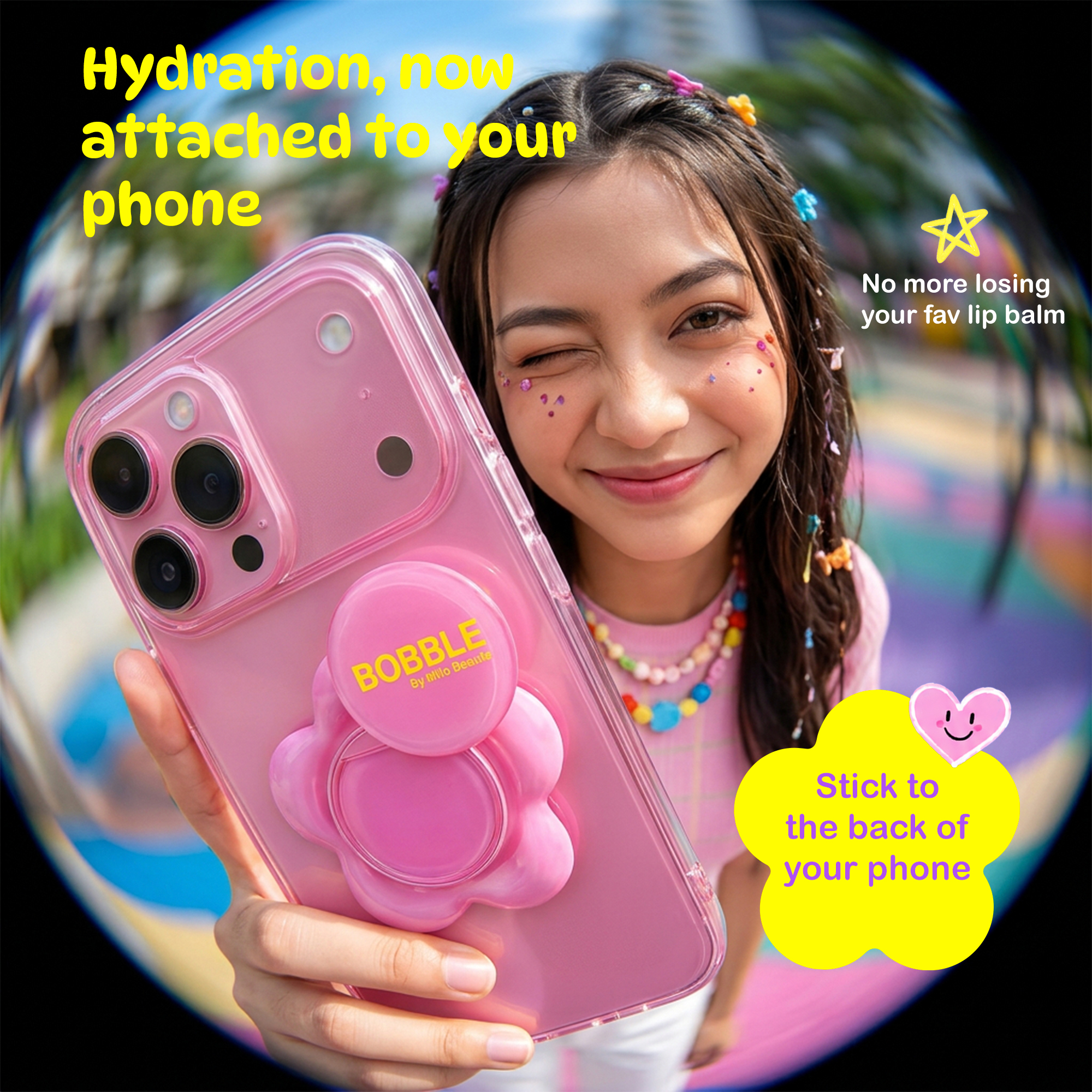 Mila Beauté Facebook ad: Bobble Gloss Balm Phone Pod