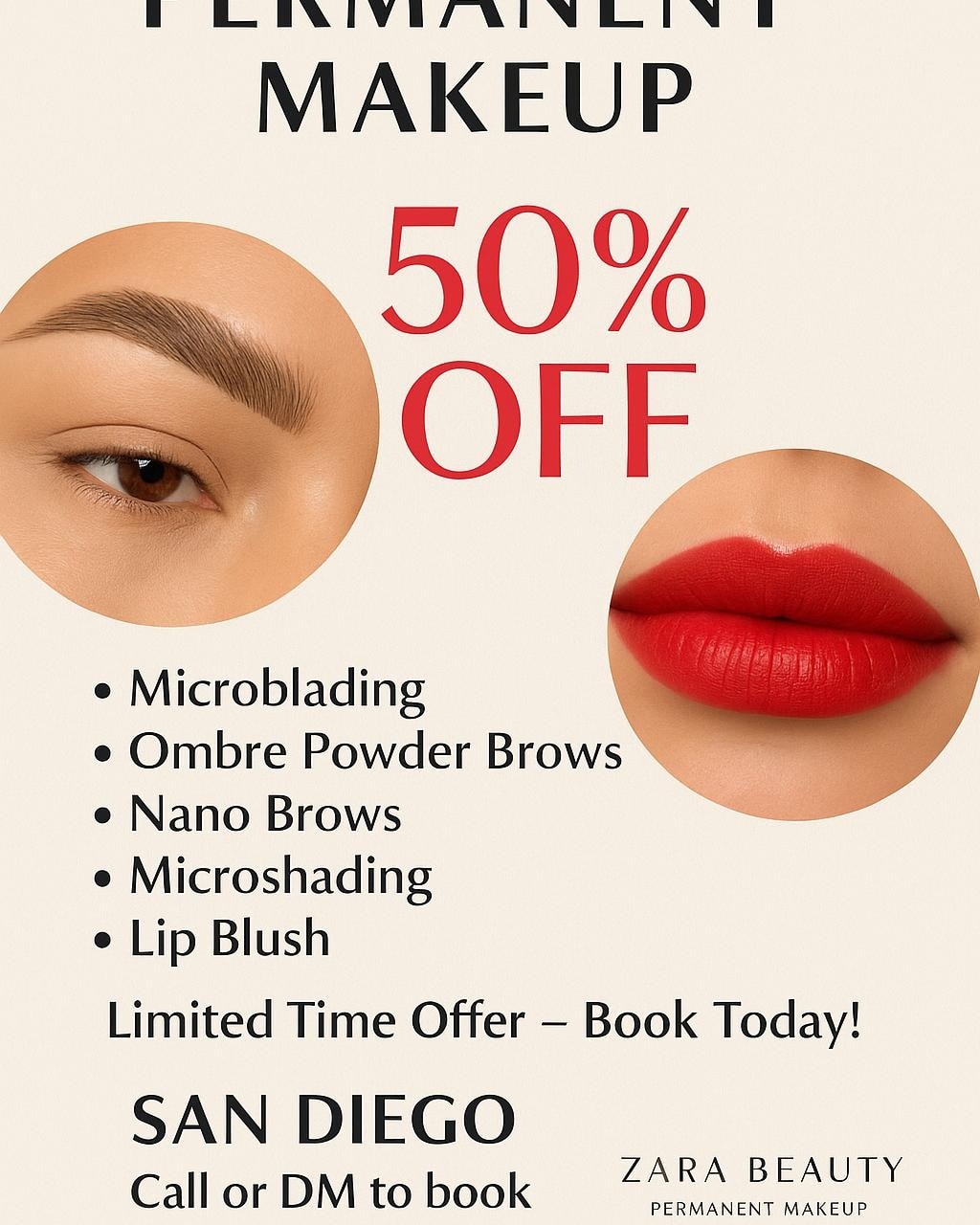 Permanent Makeup San Diego Facebook ad: Now accepting clients with our best promotion