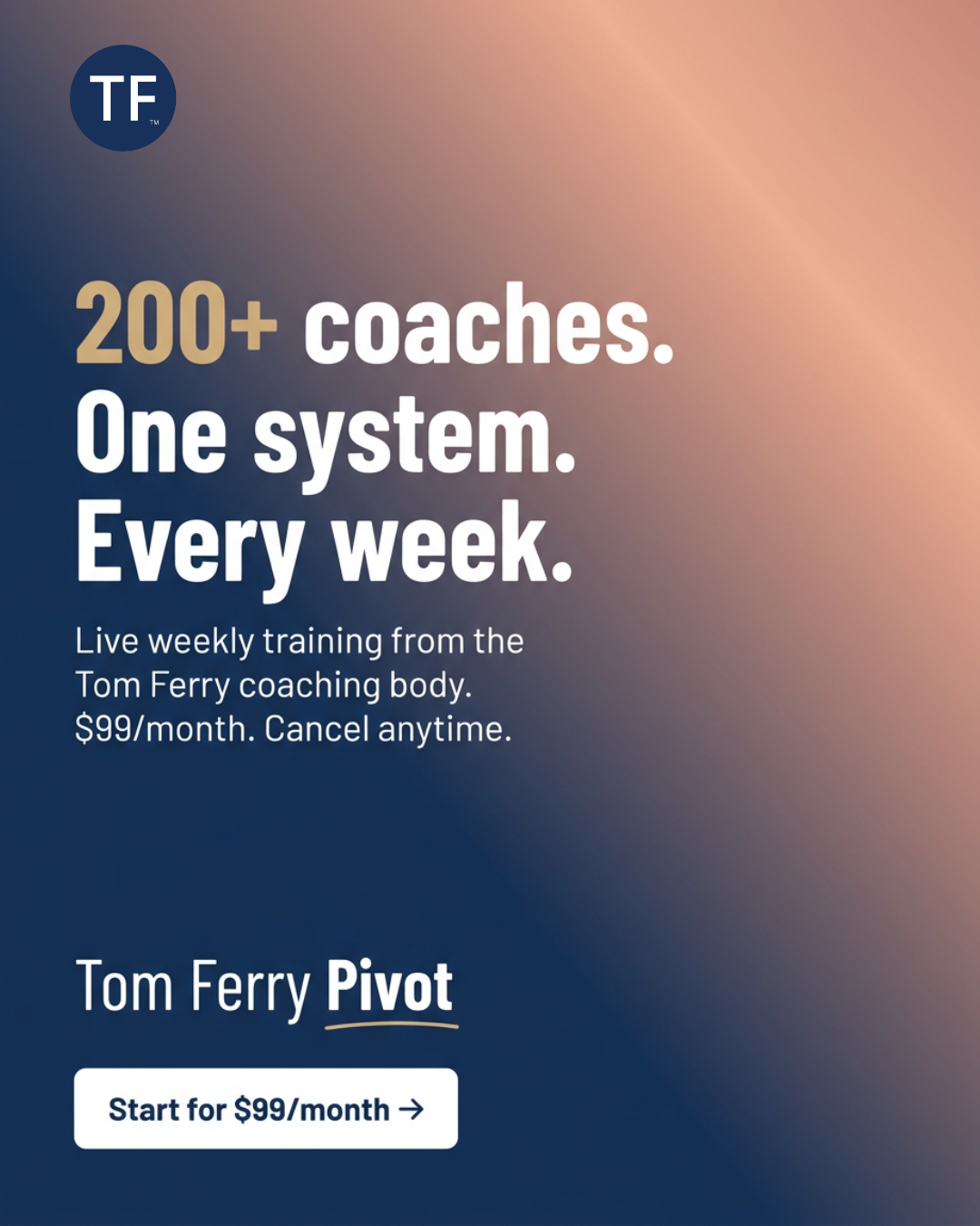 Tom Ferry Coaching Facebook ad: The New Rules For Making Money in This Market