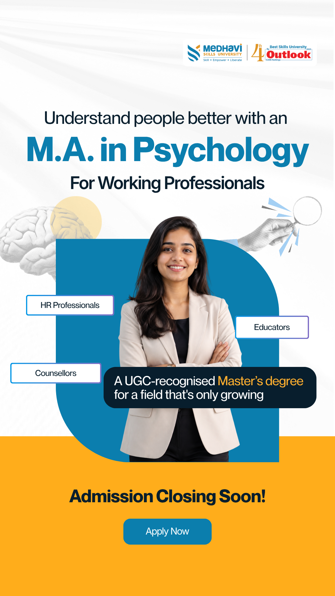 Medhavi Skills University, Sikkim Facebook ad: Affordable MA in Psychology