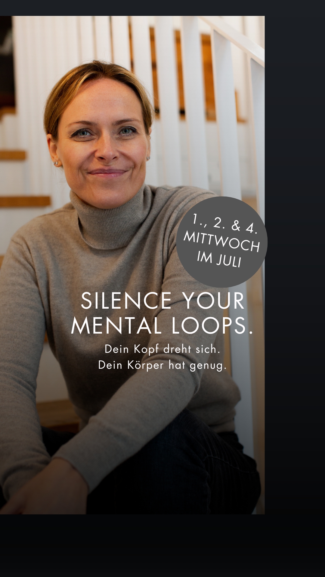 Sabrina Barner Life Coaching Facebook ad: Dein Kopf hört nicht auf.