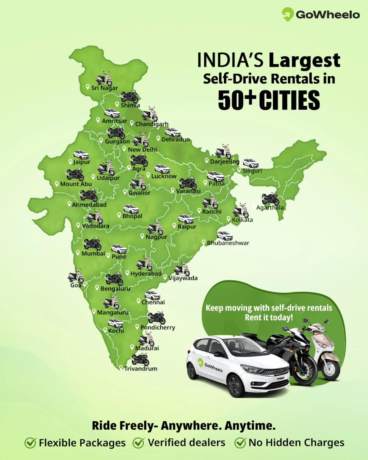 GoWheelo - Bike & Car Rentals Facebook ad