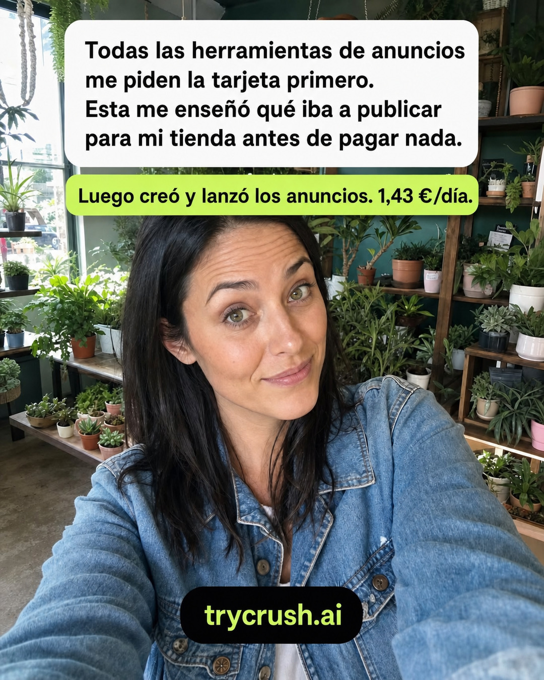 trycrush.ai Facebook ad: Me enseñó el plan antes que el precio