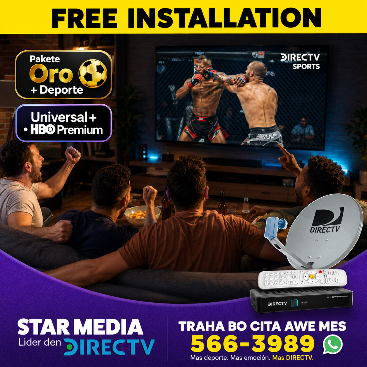 Star Media Aruba Facebook ad: Instalacion Gratis -->>