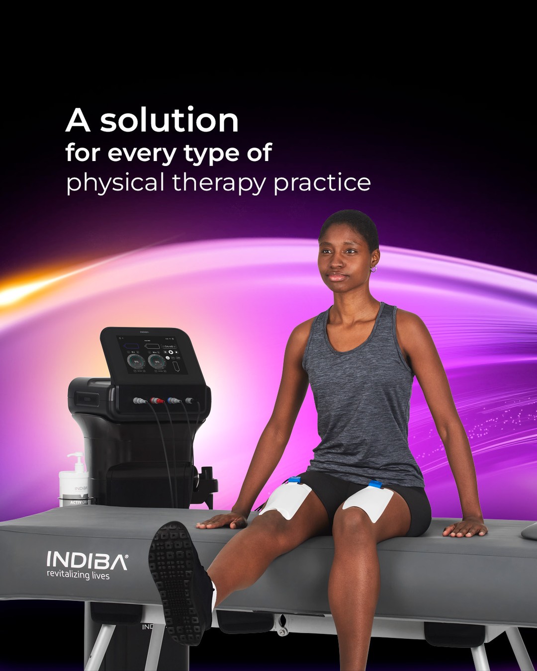 Indiba Sports & Rehab Facebook ad: The INDIBA COMPACT Series is built to support…