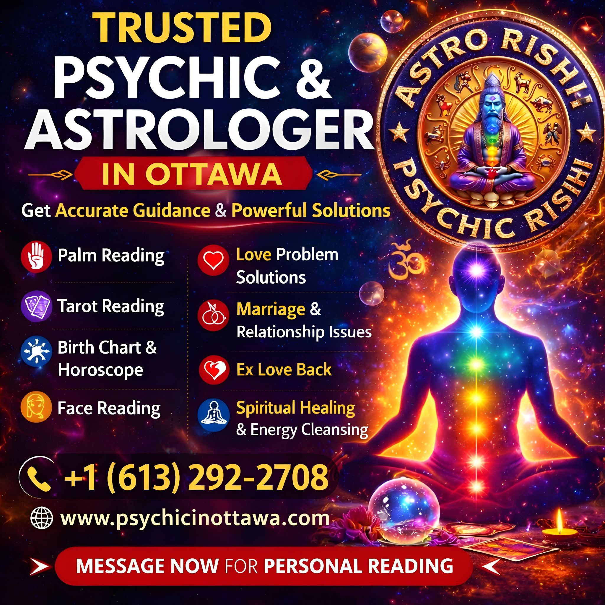 Top Love Psychic Reader, Best Astrologer, Clairvoyant And Spiritual Healer Facebook ad