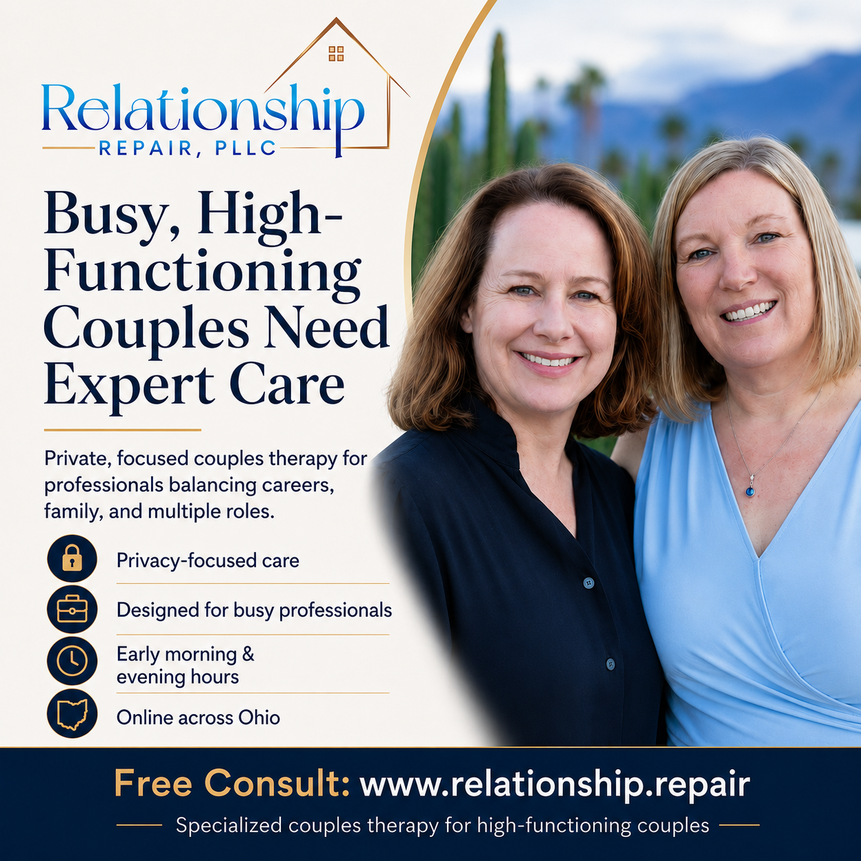 Elizabeth Reed, MSW, LCSW,Therapist Facebook ad: High-Functioning Couples Need More Than Ordinary Therapy