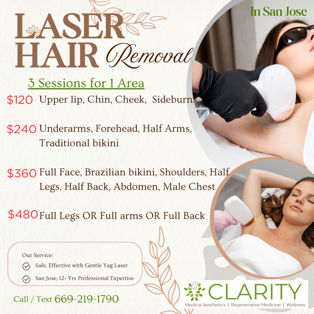 Clarity Medical Spa Facebook ad: Laser Hair Removal 50% OFF