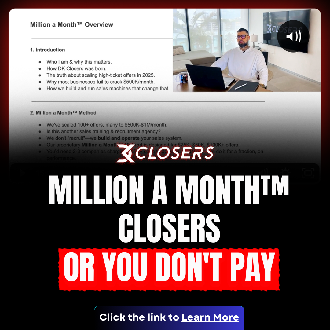 DK Closers Facebook ad: Our Closers Perform - Or You Don’t Pay
