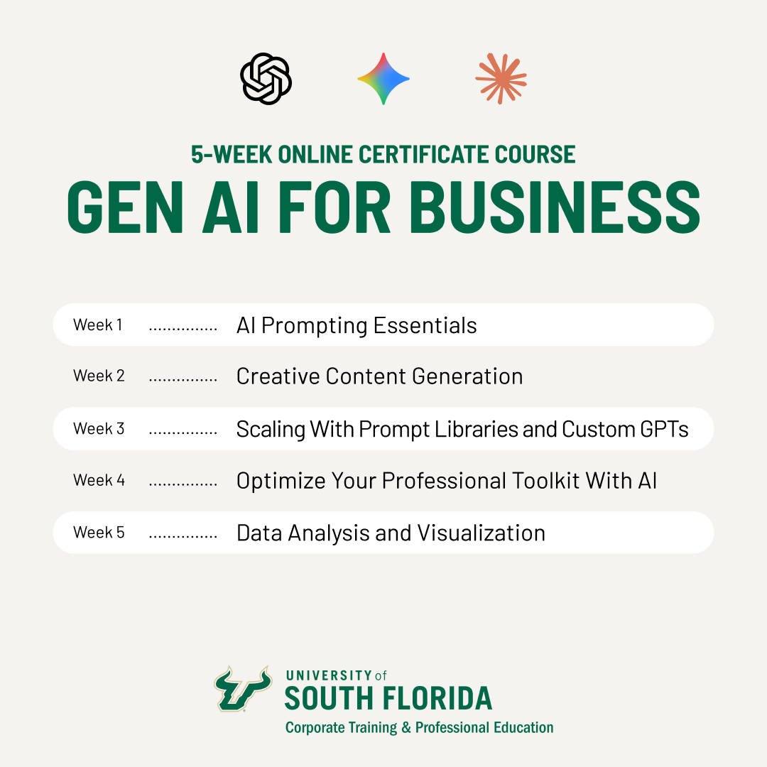 USF Corporate Training and Professional Education Online Certificates Facebook ad