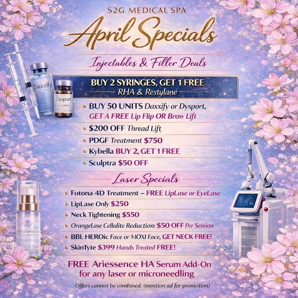 S2G Medical Spa Facebook ad: April Specials at S2G Medical Spa Ready to…