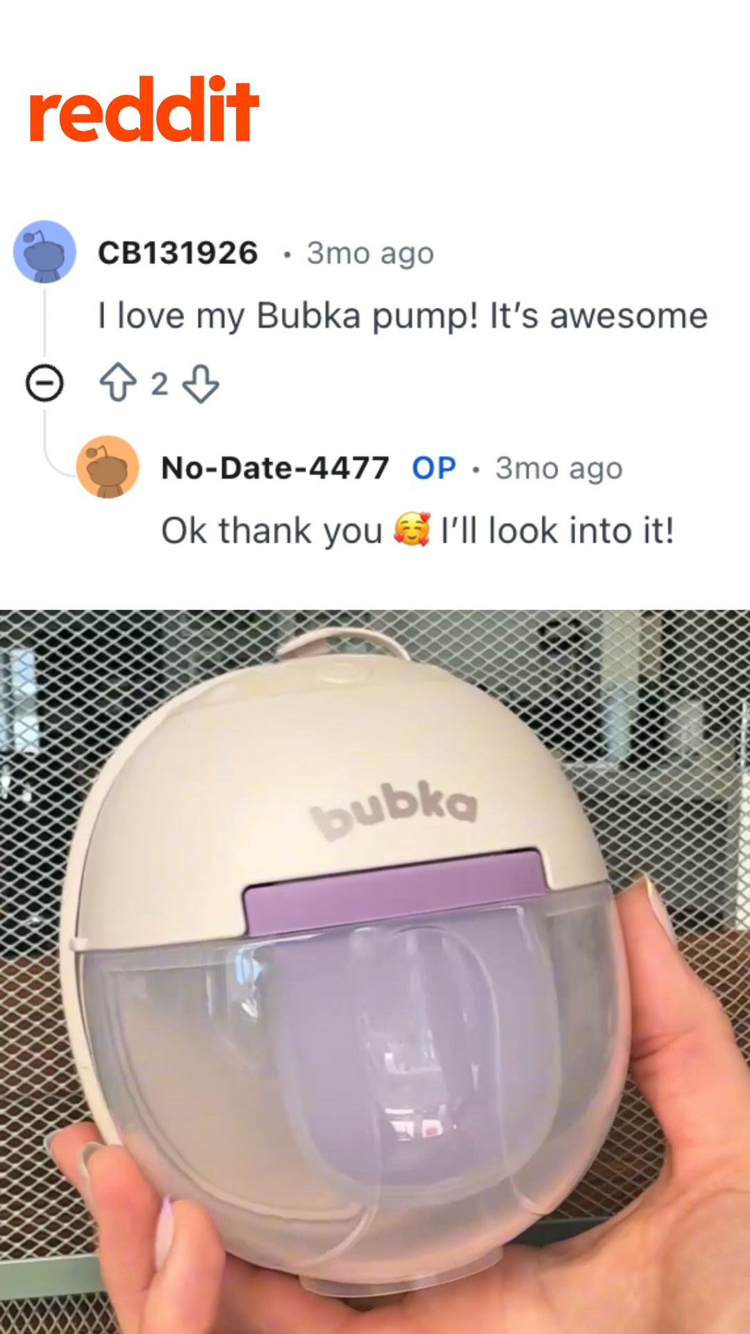 Bubka Breast Pumps Facebook ad from May 25, 2026