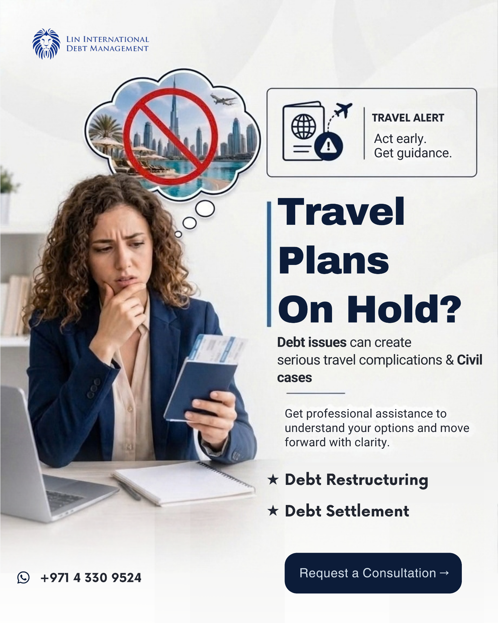 Lin International Debt Management Facebook ad: Chat with us