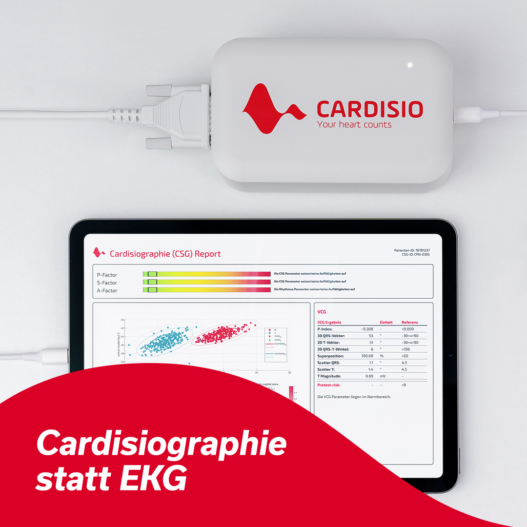 Cardisio Facebook ad: Cardisiographie statt EKG (3D-Vektor-EKG)