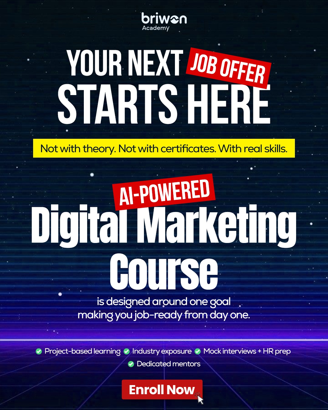 Briwon Academy Facebook ad: Digital Marketing + AI Course, Limited Seats